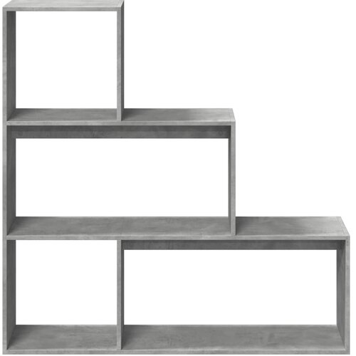 Pregrada regal za knjige 3 razine sivi 123x29x123 cm drveni Slike