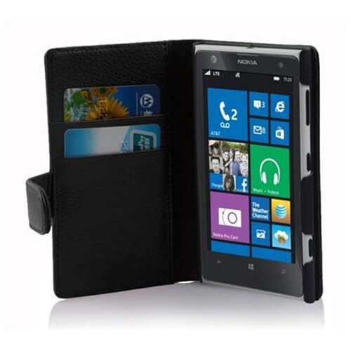 Cadorabo Ohi&scaron;je, združljivo z Nokia Lumia 1020 v oksid črna - Za&scaron;čitni ovitek iz teksturiranega umetnega usnja in žep za kartice, (20561323) Cene