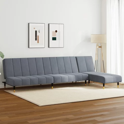  2-dijelni set sofa tamnosivi baršunasti