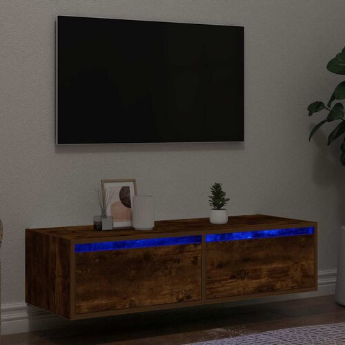 vidaXL TV ormarić s LED svjetlima boja dimljenog hrasta 100X35,5x25 cm Cijene