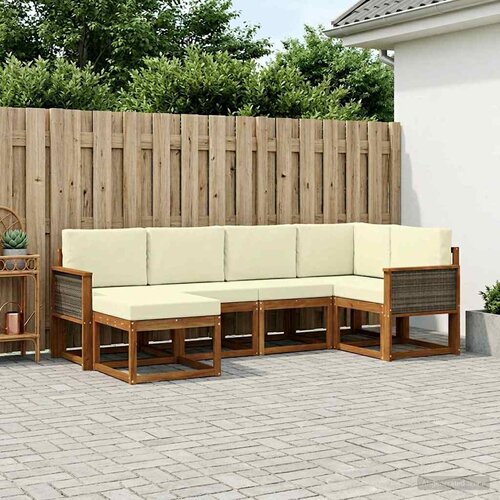  Set vanjskih sofa s jastukom 6 pcs Prirodna i krem Poliester Cene
