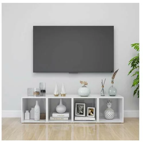  TV omarice 4 kosi visok sijaj bele 37x35x37 cm iverna plošča