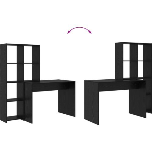VidaXL Stol s policom Crni hrast 138.5 x 55 x 143 cm Konstruirano drvo Slike