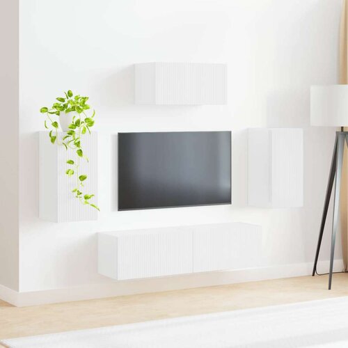  Komplet TV omaric 3 pcs Visok sijaj bela Konstruiran les - - Bela - 48.29 - 30 x 31 x 60 cm - 2025-vidaXL-Uvoz_2 Slike