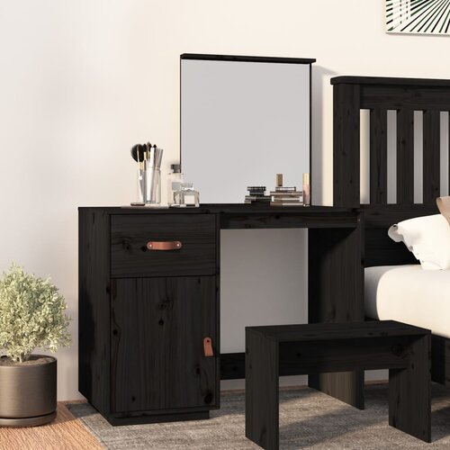 VidaXL Toaletni stolić crni 95 x 50 x 134 cm od masivne borovine Slike