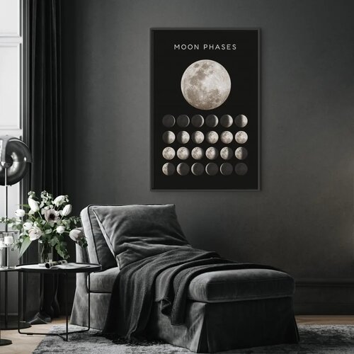  Slika - Moon Phases (1 Part) Vertical 60x90 U crnom drvenom okviru Cene