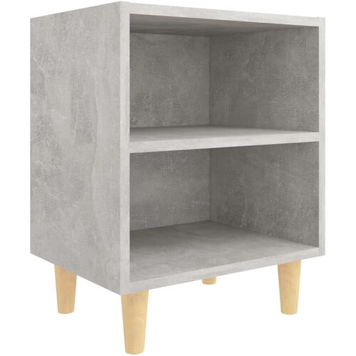 Maison Chic Nočna omarica - Nočna miza z lesenimi nogami betonsko siva 40x30x50 cm, (21690344) Slike