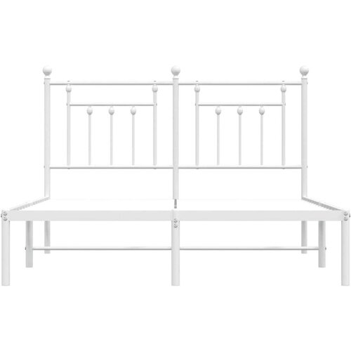 VidaXL Metalni okvir za krevet s uzglavljem bijeli 140 x 190 cm Slike