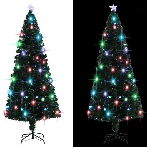 vidaXL Umjetno božićno drvce sa stalkom LED 210 cm optička vlakna Cijene