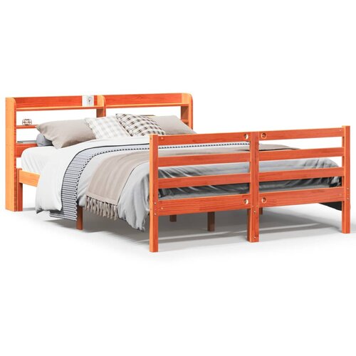 vidaXL Okvir kreveta bez madraca voštano smeđi 135x190 cm od borovine Cijene