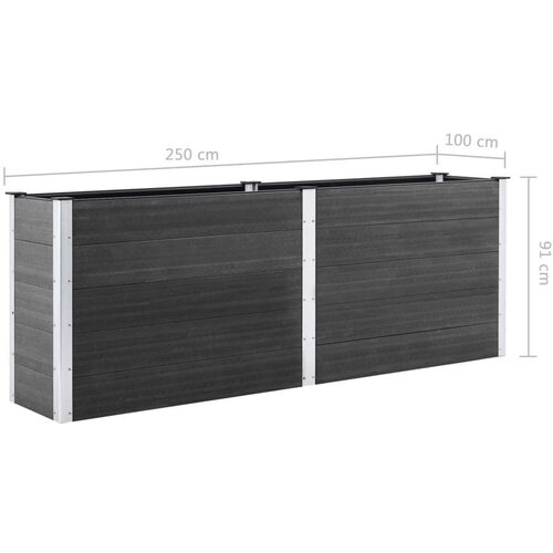  Visoka greda 250x100x91 cm WPC siva Slike