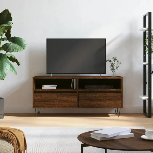 vidaXL TV omarica rjavi hrast 100x34,5x44,5 cm inženirski les
