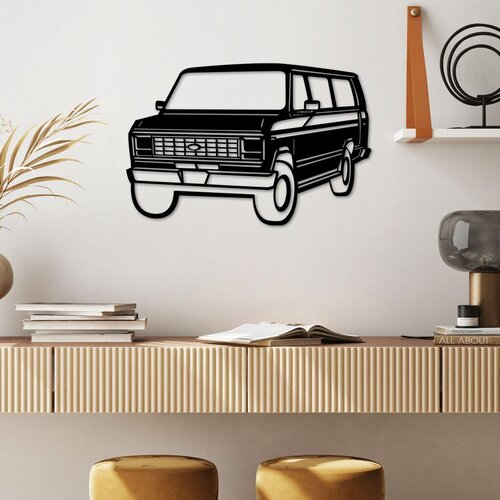 Wallity zidna dekoracija ford club wagon old van, 60 x 40 cm, crna Cene