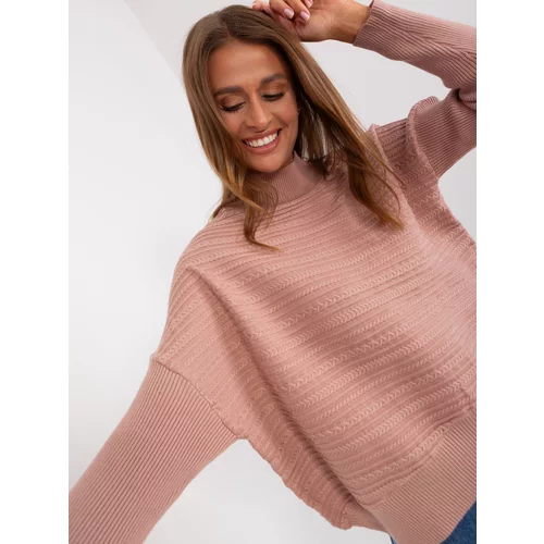 Fashion Hunters Dusty pink asymmetrical sweater with braids