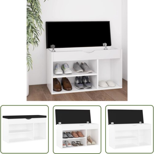 The Living Store Klop za čevlje z blazino bela 80x30x47 cm inženirski les - Klop Za Čevlje, (21744352) Cene