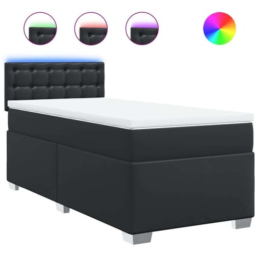 VidaXL Krevet s oprugama i madracem crni 100x200 cm od umjetne kože Slike