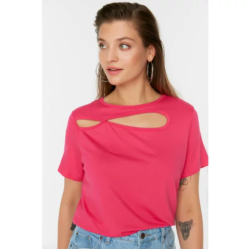 Trendyol Curve Fuchsia Cutout Detailed Knitted Blouse
