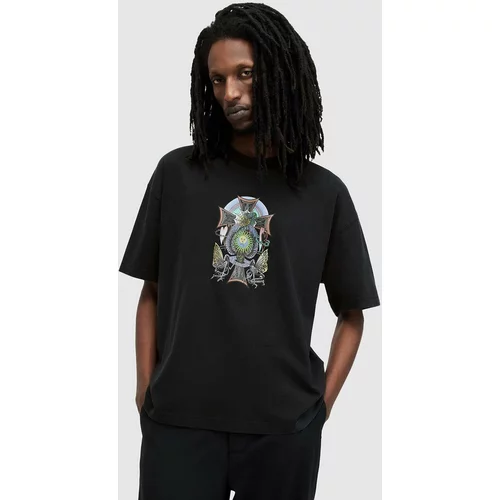 AllSaints Pamučna majica FREESPIRIT SS CREW za muškarce, boja: crna, s tiskom, MG522Z