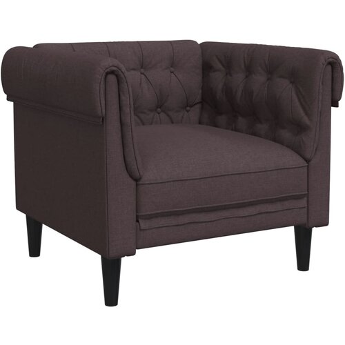 VidaXL Fotelj chesterfield temno rjava tkanina, (21113710) Slike