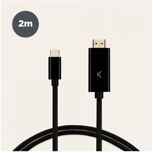 Ksix adapter kabel USB C na HDMI, 2m, crni, 4K, 10Gbps, 60Hz Slike