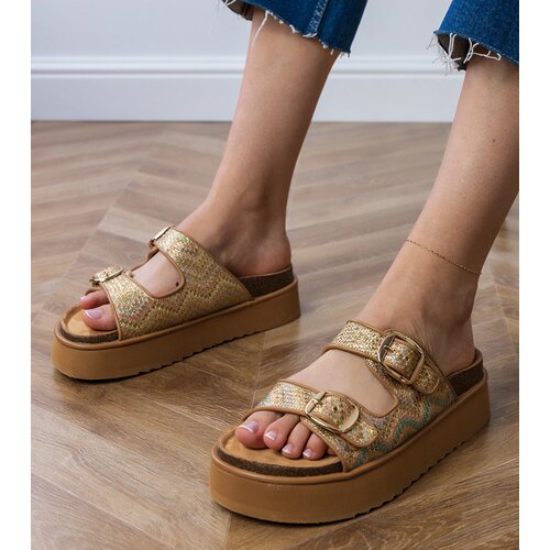 Gemre Golden sandals with buckles on straps Orinos Cene