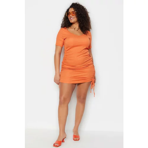 Trendyol Curve Plus Size Dress - Orange - Mermaid