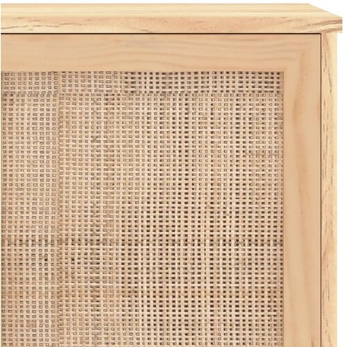  Komoda smeđa 105x30x60 cm masivna borovina i prirodni ratan Slike