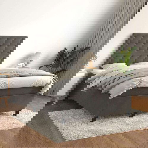 Box spring krevet s madracem tamnosivi 120 x 200 cm bar&amp;scaron;unasti Slike