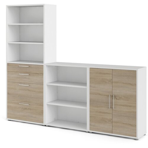 Tvilum Bijela/u prirodnoj boji modularna biblioteka u dekoru hrasta 268x222 cm Prima – Cijene