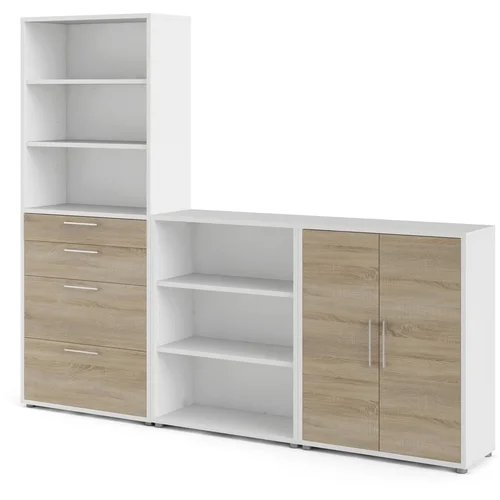 Tvilum Bijela/u prirodnoj boji modularna biblioteka u dekoru hrasta 268x222 cm Prima –