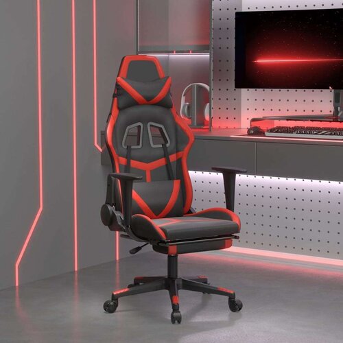  Gaming stol z oporo za noge črno in rdeče umetno usnje, (21152266) Slike