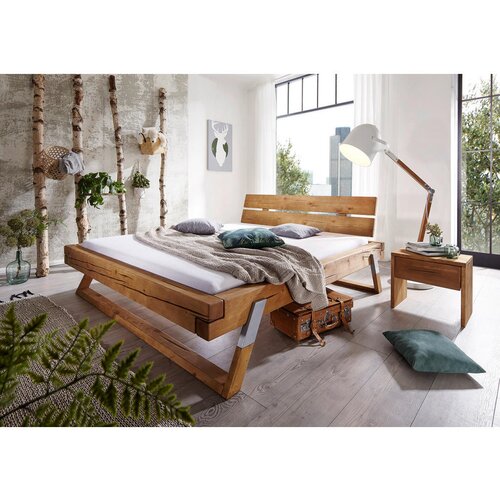 Livetastic postelja iz tramov 180 cm x 200 cm , les barve hrasta, barve medu Slike