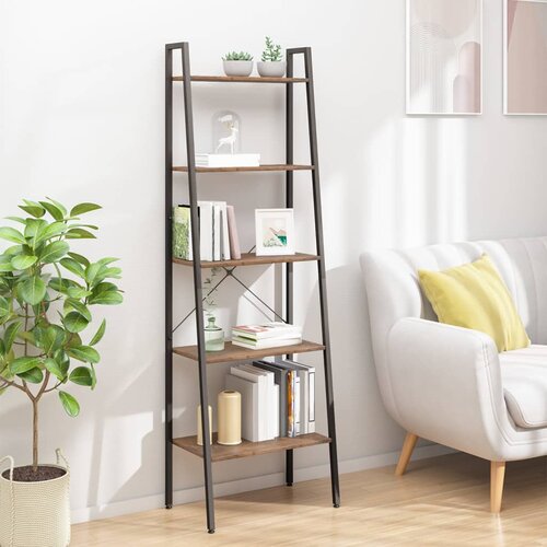 VidaXL 5-nadstropni stoječi regal temno rjav in črn 56x35x174 cm Slike