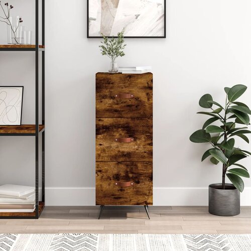 VidaXL Komoda dimljeni hrast 34,5x34x90 cm inženirski les Slike