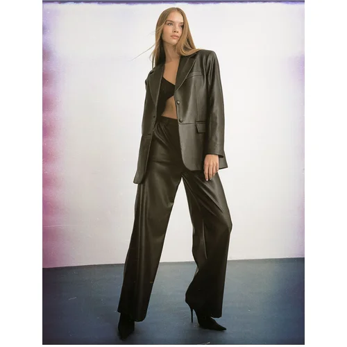 Koton Melis Ağazat X - Faux Leather Wide Leg Trousers