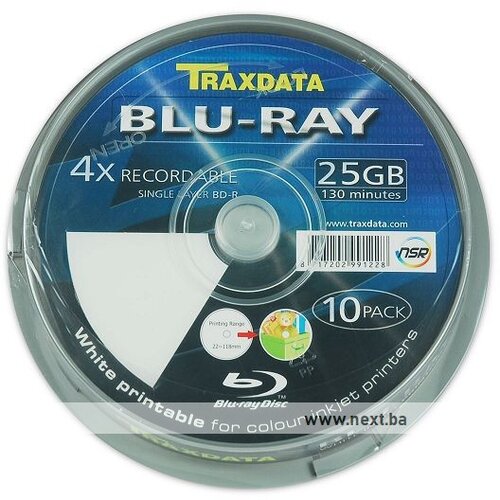 Traxdata OPTIČKI MEDIJ BLU RAY 25GB 4X PRINTABLE CAKE 10 Cijene