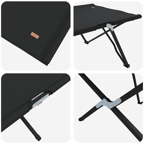 Sklopivi kamperski krevet Crna 206 x 76 x 74 cm Oxford i čelik Slike