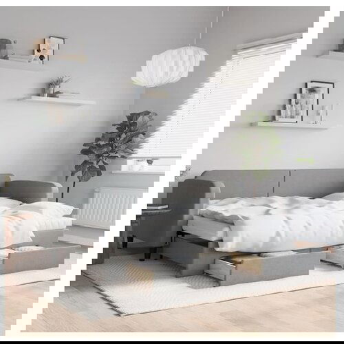 VidaXL Dnevni krevet na razvlačenje svjetlosivi 90 x 190 cm od tkanine Slike