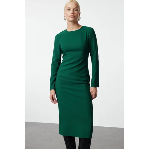 Trendyol Emerald Green Bodycon Midi Woven Dress