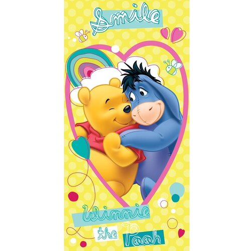 Jerry Fabrics Rumena bombažna otro&amp;scaron;ka brisača 70x140 cm Winnie the Pooh &amp;quot;Smile&amp;quot; &amp;ndash; Slike