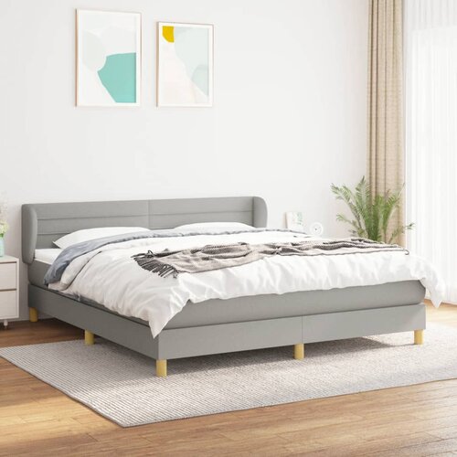 The Living Store Box spring postelja z vzmetnico svetlo siva 160x200 cm žamet - Box Spring Postelja, (21488863) Slike