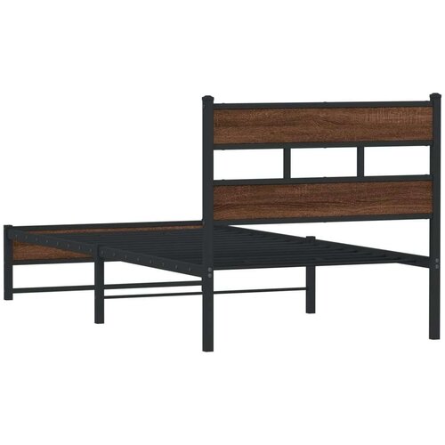 VidaXL Metalni okvir kreveta bez madraca smeđi hrast 100x200 cm Slike