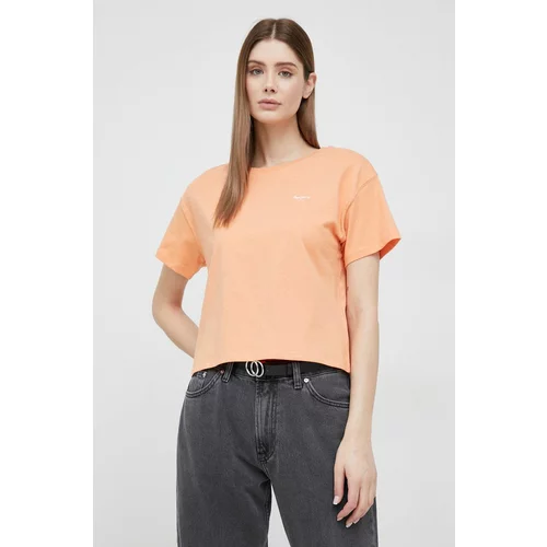 PepeJeans Bombažna kratka majica Wimani oranžna barva