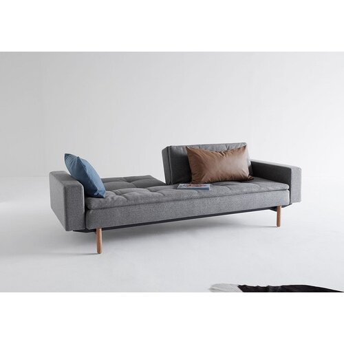  Kau DUBLEXO SOFA BED s rukonaslonima i s svjeto drvenim nogicama-Tamno siva Slike