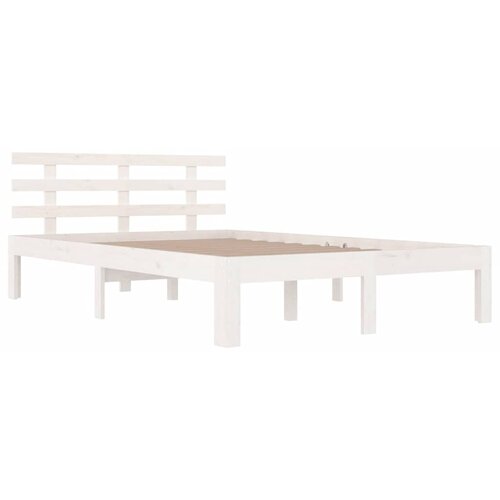  Okvir za krevet od masivne borovine bijeli 150 x 200 cm king Slike