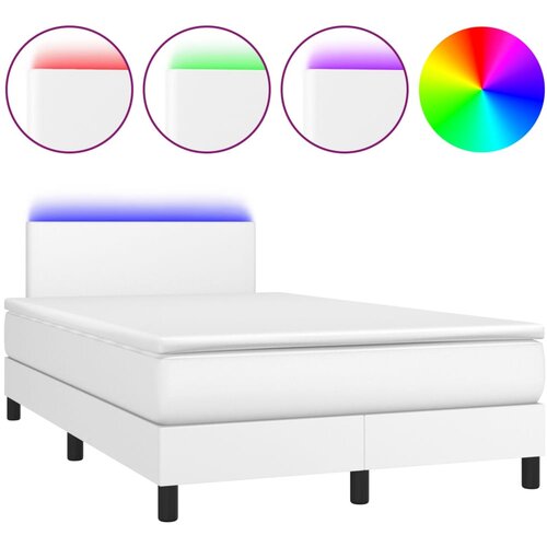 Maison Chic Box spring postelja - Vzmetna postelja z vzmetnico LED bela 120x190 cm um. usnje SL3676, (21907612) Cene
