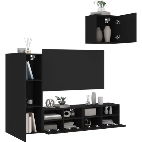  4-dijelni zidni TV elementi crna od konstruiranog drva