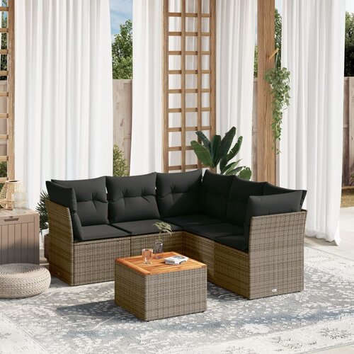 vidaXL 6-dijelni set vrtnih sofa od poliratana s jastucima sivi Cijene