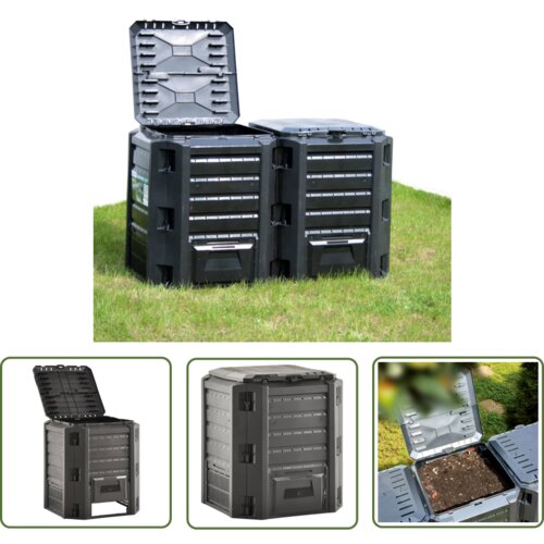  The Living Store Vrtni kompostnik črn 380 L - Kompostnik, (21744004) Cene