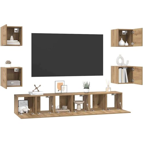  Set TV komoda Zidne Ostalo s pohranom s vratima 7 pcs hrast artisan 60 x 30 x 30 cm Slike